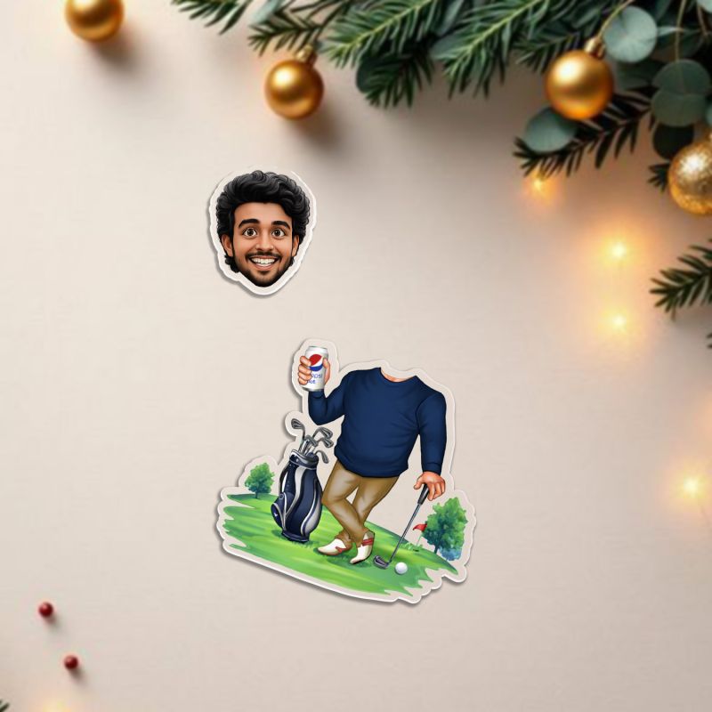 Personalized Golf Player Bobblehead Caricature Custom with Face Cutout Solar Powered Moving Head for Car Dashboard, Home & Office Desktop Gift for Golf Player & Fans